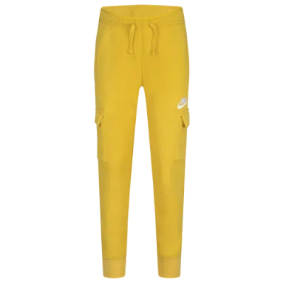 Nike Kids' Boys  Club Fleece Cargo Pants In White/yellow