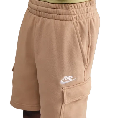 Nike Kids' Boys  Club French Terry Lbr Cargo Shorts In Brown