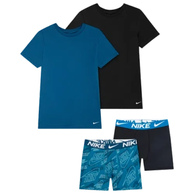 Nike Kids' Boys   4 Piece Boxer Brief & Undershirt Set In Blue