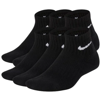 Nike Kids' Boys   6 Pack Cushioned Quarter Socks In Black/white