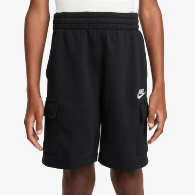 Nike Kids' Boys   Club French Terry Lbr Cargo Shorts In Black/white
