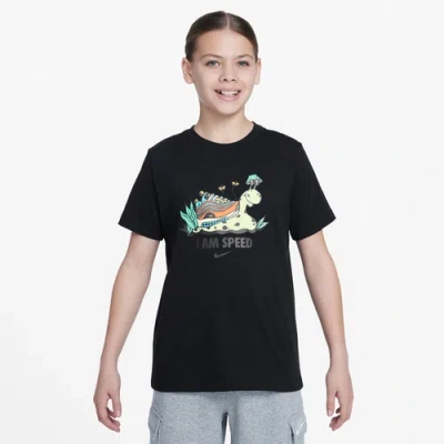 Nike Kids' Sportswear Cotton Graphic T-shirt In Black/black