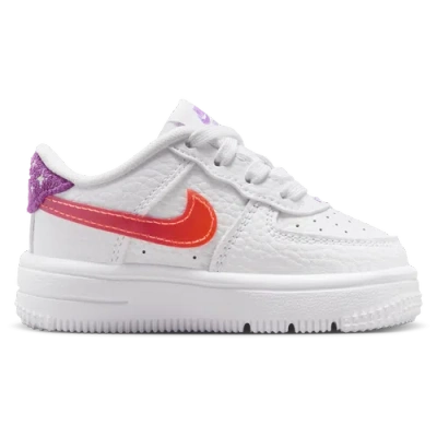 Nike Kids' Boys  Force 1 Low Bball Lace In White/bright Violet/turf Orange