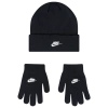 Nike Big Kids Club Beanie And Gloves Set In White/black