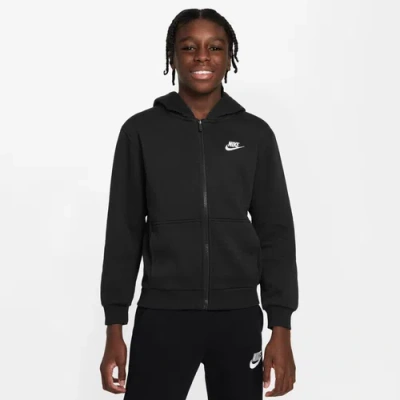 Nike Kids' Boys   Nsw Club Fleece Full-zip Lbr Hoodie In Black/white