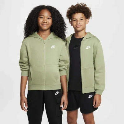 Nike Kids' Boys   Nsw Club Fleece Full-zip Lbr Hoodie In Oil Green/white