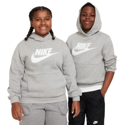 Nike Kids' Boys   Nsw Club Fleece Hoodie Extended Sizes In White/dark Grey Heather