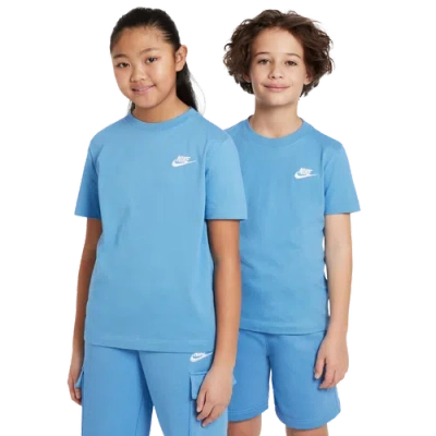Nike Kids' Boys   Nsw Emb Futura T-shirt In White/blue Beyond
