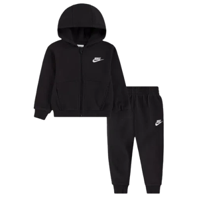 Nike Kids' Boys   Nsw Lbr Club Fleece Full Zip Set In Black/white