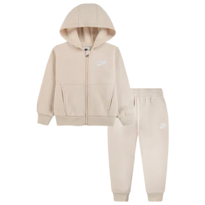 Nike Boys   Nsw Lbr Club Fleece Full Zip Set In White/sanddrift