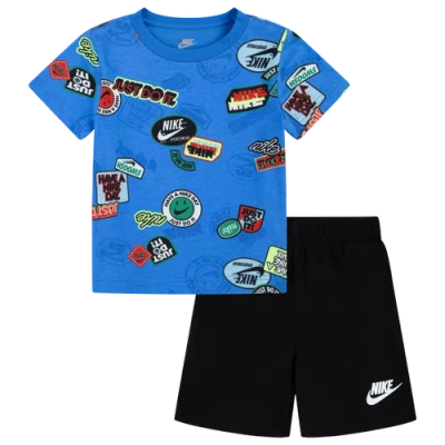 Nike Boys   Nsw Printed Ft Shorts Set In Black/black