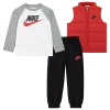 Nike Kids' Logo Puffer Vest, Logo T-shirt & Fleece Joggers Set In Multi