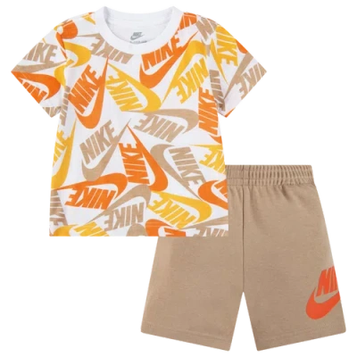 Nike Kids' Boys   Smu Futura Toss 2 Piece Shorts Set In White/brown