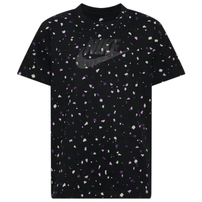 Nike Boys   Speckle All Over Print T-shirt In Black/black