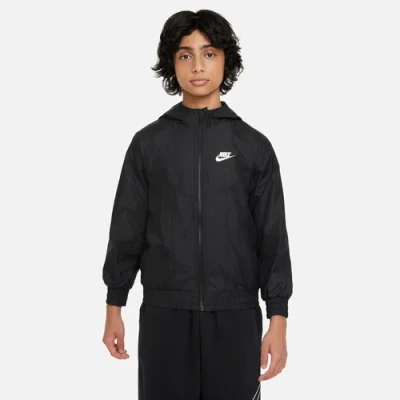 Nike Kids' Boys   Windrunner Hooded Jacket In Black/black/black