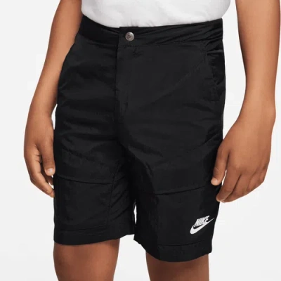 Nike Boys   Woven Utility Cargo Shorts In Black/white