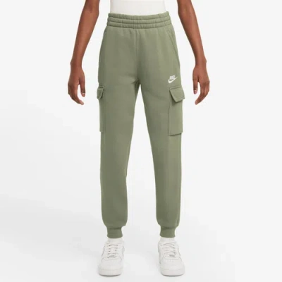 Nike Kids' Boys  Nsw Club Fleece Lbr Cargo Pants In White/oil Green