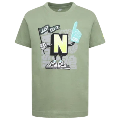Nike Kids' Boys  Step Up Your Game Short Slv T-shirt In Oil Green/white