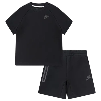 Nike Kids' Boys  Tech Fleece T-shirt And Shorts Set In Black