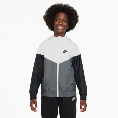 Nike Kids' Boys  Windrunner Hooded Jacket In Black/white/smoke Grey