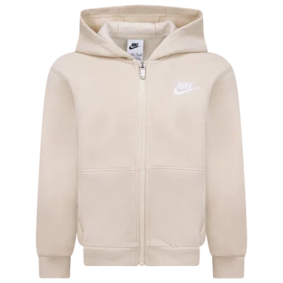 Nike Boys Preschool   Nsw Club Fleece Full Zip In White/sanddrift