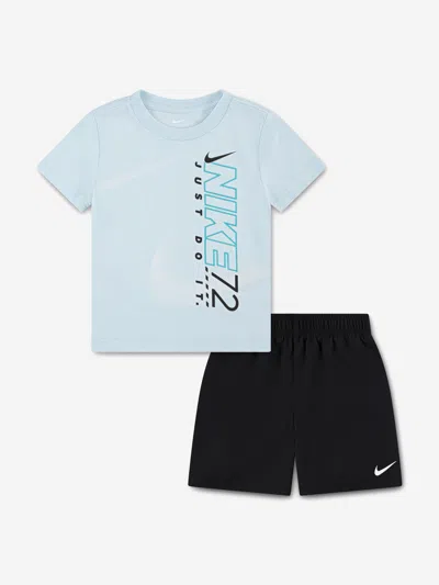 Nike Boys Rhythm Dri-fit Mesh Short Set In Black