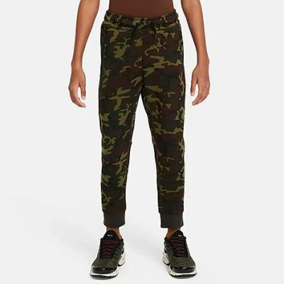 Nike Kids'  Boys' Sportswear Tech Fleece Camo Jogger Pants Size Xl Cotton/polyester/fleece In Black/sequoia/black