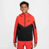 Nike Sportswear Tech Fleece Big Kids' Full-zip Hoodie In Black/light Crimson/black/black