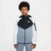 Nike Sportswear Tech Fleece Big Kids' Full-zip Hoodie In Cool Grey/black/white/metallic Gold