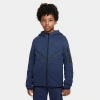 Nike Sportswear Tech Fleece Big Kids' Full-zip Hoodie In Obsidian Heather/black/black