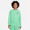 Nike Sportswear Tech Fleece Big Kids' (boys') Sweatshirt In Spring Green/black/black