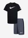 Nike Boys Swoosh T-shirt And Shorts Set In Grey