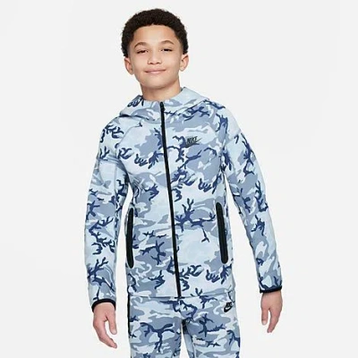 Nike Kids'  Boys' Tech Fleece Camo Full-zip Hoodie In Ashen Slate/ashen Slate/black