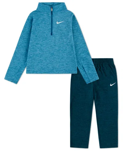 Nike Babies' Boys Toddler 2t-4t 2-piece Quarter-zip Sunset T-shirt And Pants Set In Multi