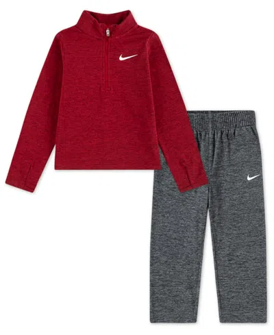 Nike Babies' Boys Toddler 2t-4t 2-piece Quarter-zip Sunset T-shirt And Pants Set In Multi
