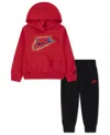 Nike Boys Toddler 2t-4t 2-piece Sportswear Glow With Me Lightweight Fleece Hoodie And Pants Set In Red