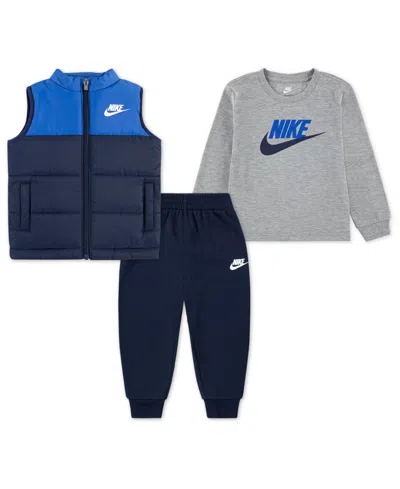 NIKE BOYS TODDLER 2T-4T 3-PIECE CREWNECK T-SHIRT, VEST AND PANTS SET