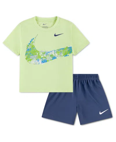 Nike Babies' Boys' Toddler 2t-4t Crewneck T-shirt And Mesh Shorts, 2-piece Set In Green