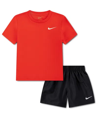 Nike Babies' Boys' Toddler 2t-4t Dri-fit Crewneck T-shirt And Woven Shorts, 2-piece Set In Multi