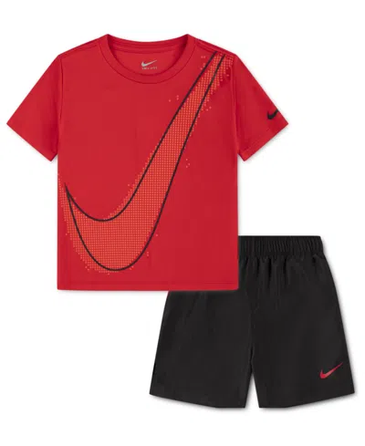 Nike Babies' Boys' Toddler 2t-4t Dri-fit Crewneck T-shirt And Woven Shorts, 2-piece Set In Multi