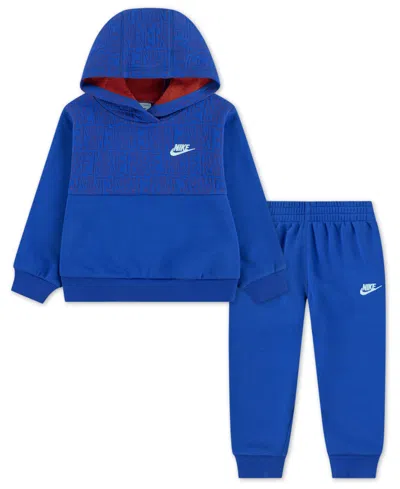 Nike Babies' Boys' Toddler 2t-4t Quilted Hoodie And Pants, 2-piece Set In Blue