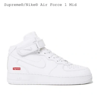 Pre-owned Nike Brand Supreme® X ® Air Force 1 Mid White - Size 9.5 - Fz8784-100 - Fw24