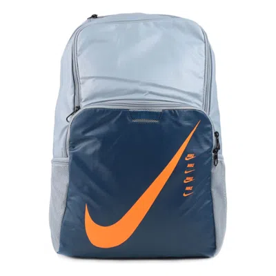 Nike Brasilia Medium Backpack-9.0 Mtrl 'blue Grey Orange' In Blue/grey/orange