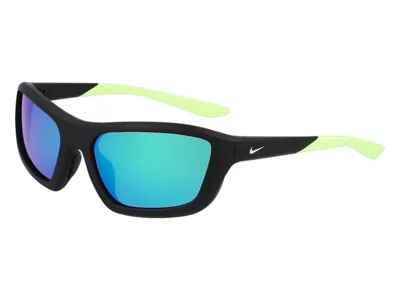 Pre-owned Nike Brazer Wrap Sunglasses Atte Black Green (brazer 0105417) In Matte Black Green (brazer/fv2401