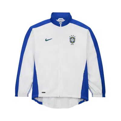 Pre-owned Nike Brazil 1998 Reissue Soccer Replica Track Jacket 'white/lyon Blue/lyon Blue'