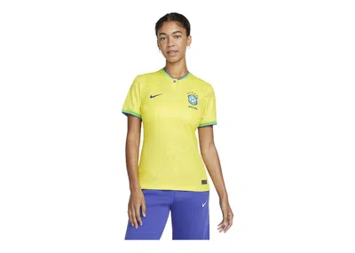 Pre-owned Nike Brazil 2022/23 Stadium Home Women Jersey In Dynamic Yellow/green Spark/paramount Blue In Multi