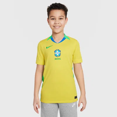 Nike Brazil 2025 Stadium Home (women's Team) Big Kids'  Dri-fit Soccer Replica Jersey In Yellow