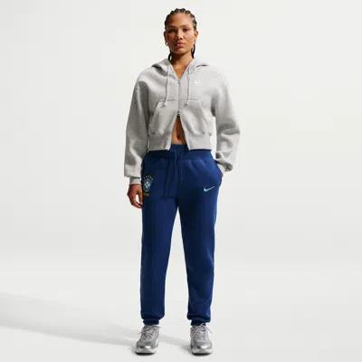 Nike Brazil Phoenix Fleece  Women's Soccer High-waisted Pants In Blue