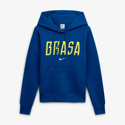 Nike Brazil Phoenix Fleece  Women's Soccer Pullover Hoodie In Blue