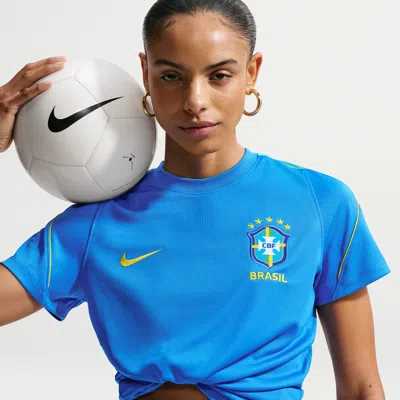 Nike Brazil Strike  Women's Soccer Dri-fit Short-sleeve Top In Blue